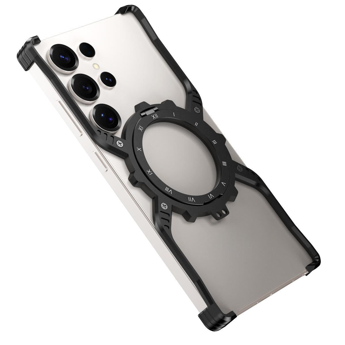 Samsung Galaxy S26 Ultra Metal Case, Frameless, X-Shape Kickstand MagSafe Cover - Black