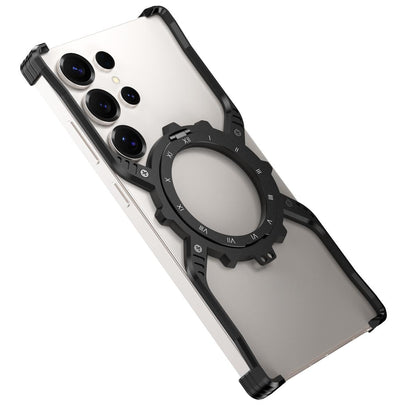 Samsung Galaxy S26 Ultra Metal Case, Frameless, X-Shape Kickstand MagSafe Cover - Black