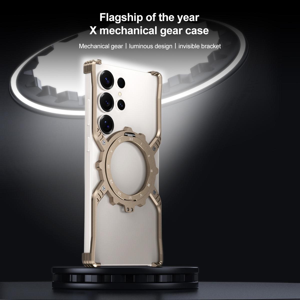 Samsung Galaxy S26 Ultra Metal Case, Frameless, X-Shape Kickstand MagSafe Cover - Desert Titanium