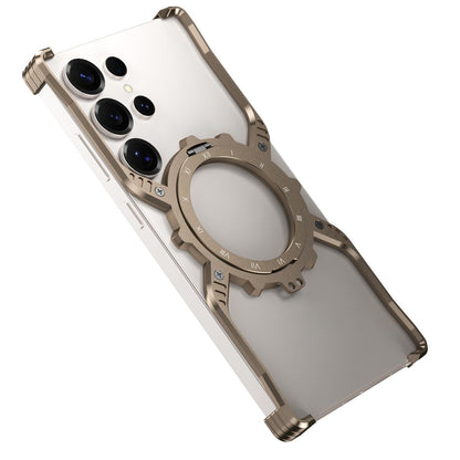 Samsung Galaxy S26 Ultra Metal Case, Frameless, X-Shape Kickstand MagSafe Cover - Desert Titanium