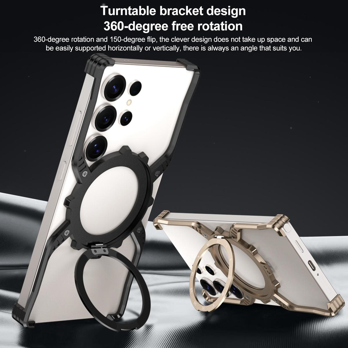 Samsung Galaxy S26 Ultra Metal Case, Frameless, X-Shape Kickstand MagSafe Cover - Desert Titanium