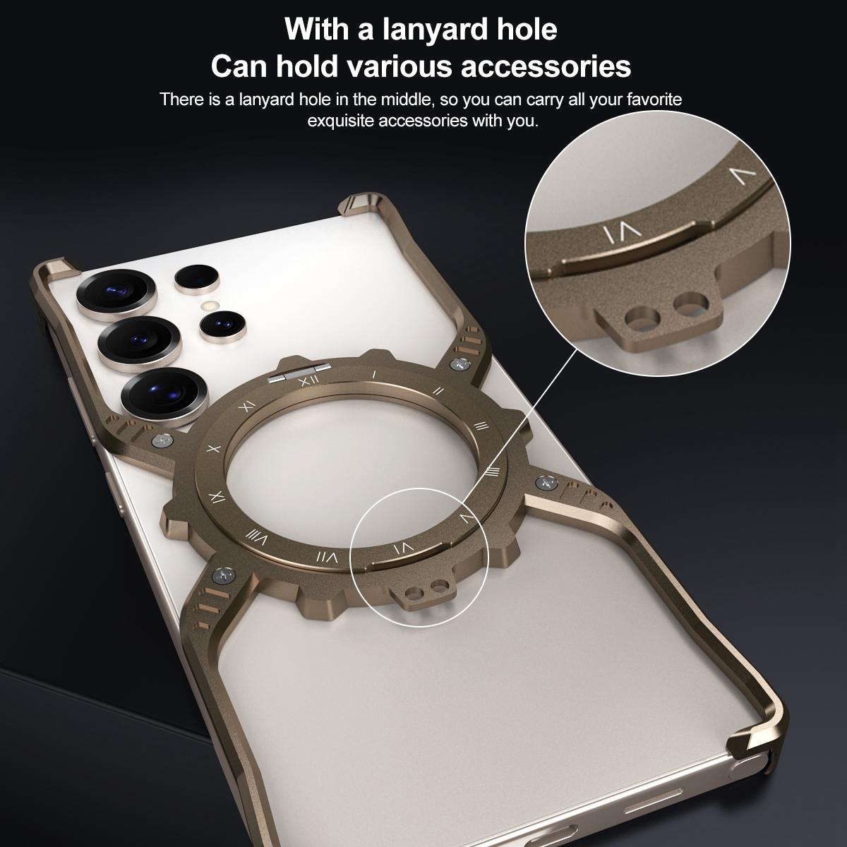 Samsung Galaxy S26 Ultra Metal Case, Frameless, X-Shape Kickstand MagSafe Cover - Desert Titanium