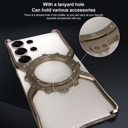Samsung Galaxy S26 Ultra Metal Case, Frameless, X-Shape Kickstand MagSafe Cover - Desert Titanium