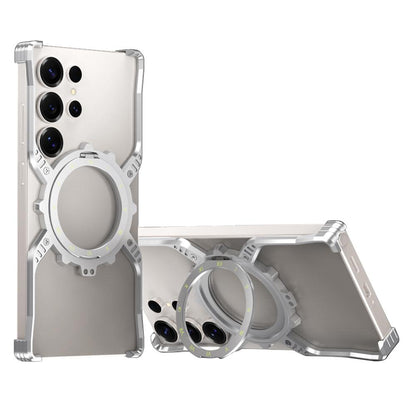Samsung Galaxy S26 Ultra Metal Case, Frameless, X-Shape Kickstand MagSafe Cover - Silver