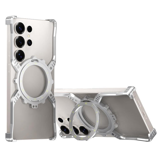 Samsung Galaxy S26 Ultra Metal Case, Frameless, X-Shape Kickstand MagSafe Cover - Silver