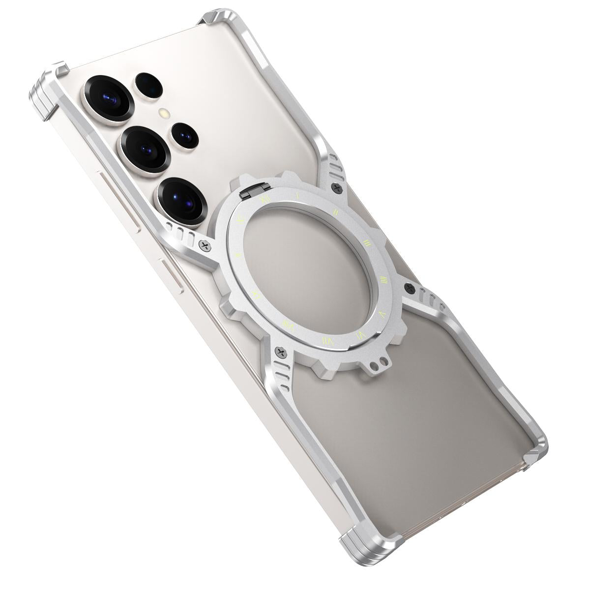 Samsung Galaxy S26 Ultra Metal Case, Frameless, X-Shape Kickstand MagSafe Cover - Silver