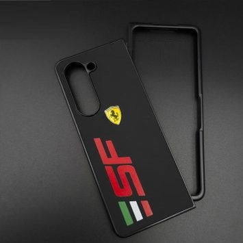 Samsung Galaxy Z Fold 4 Speed Edition Ferrari Leather Case- Black