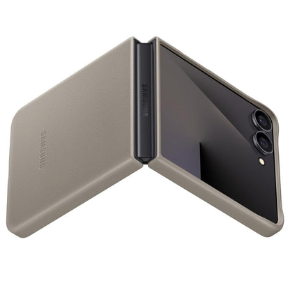 Samsung Galaxy Z Flip7 Leather Case, Slim Soft Inside - Titanium