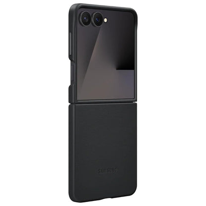 Samsung Galaxy Z Flip7 Leather Case, Slim Soft Inside - Black