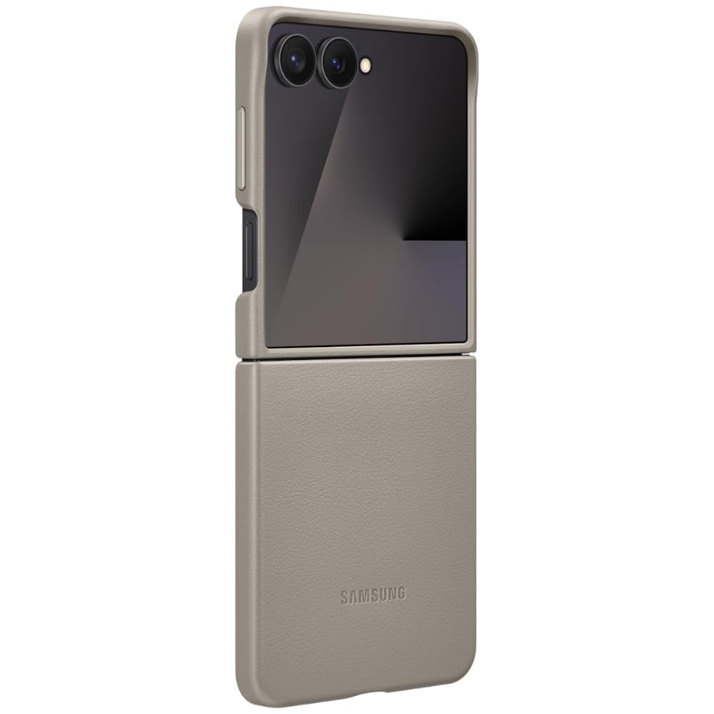 Samsung Galaxy Z Flip7 Leather Case, Slim Soft Inside - Titanium