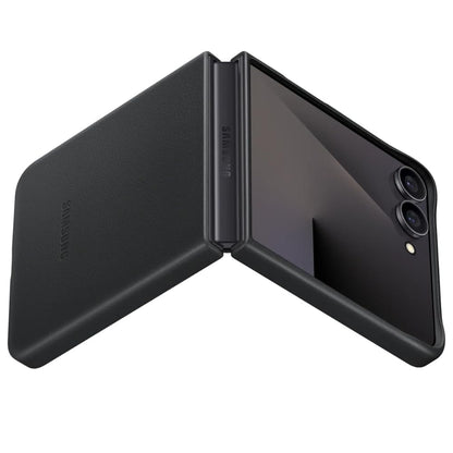 Samsung Galaxy Z Flip7 Leather Case, Slim Soft Inside - Black
