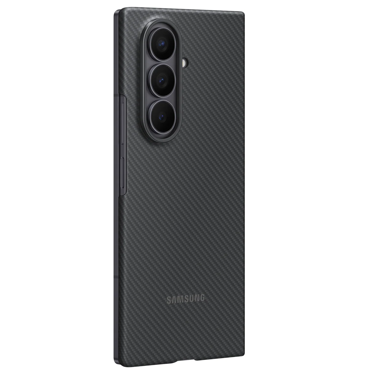 Samsung Galaxy Z Fold7 0.8mm Aramid Carbon Fiber Back Cover with Logo (Only Back) - Black