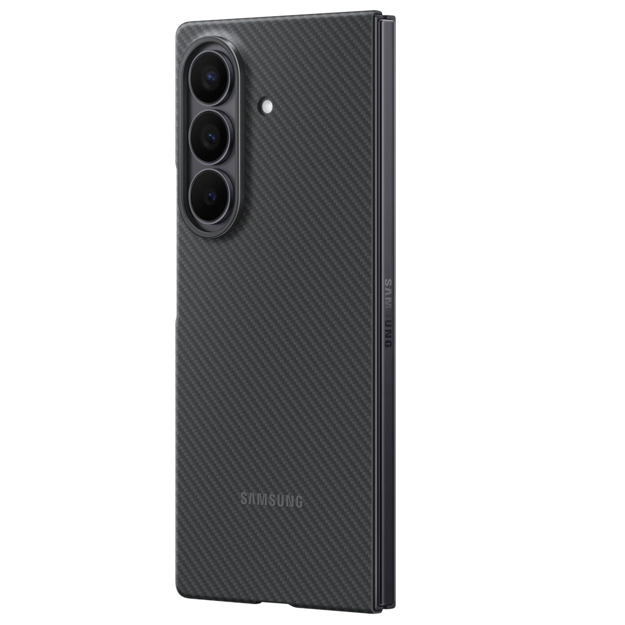 Samsung Galaxy Z Fold7 0.8mm Aramid Carbon Fiber Back Cover with Logo (Only Back) - Black