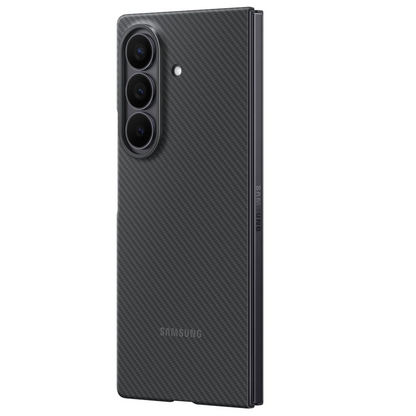 Samsung Galaxy Z Fold7 0.8mm Aramid Carbon Fiber Back Cover with Logo (Only Back) - Black