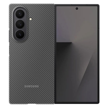 Samsung Galaxy Z Fold7 0.8mm Aramid Carbon Fiber Back Cover with Logo (Only Back) - Grey