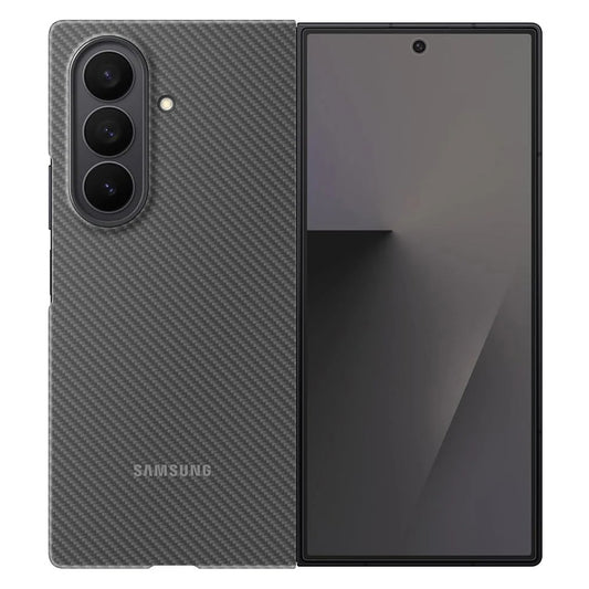 Samsung Galaxy Z Fold7 0.8mm Aramid Carbon Fiber Back Cover with Logo (Only Back) - Grey