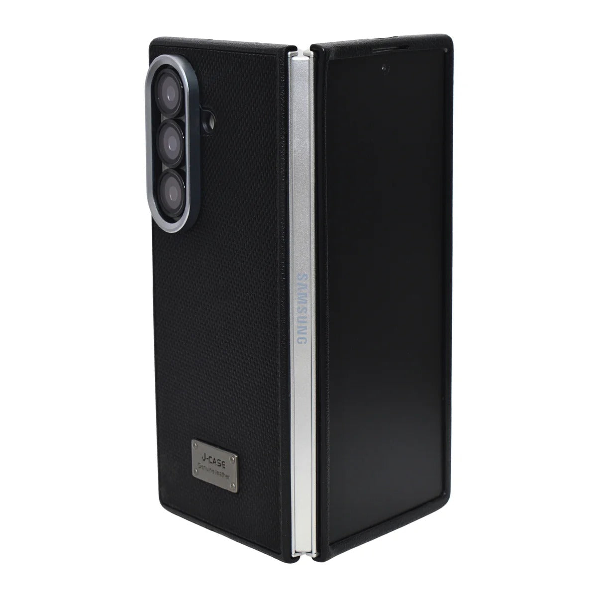 Samsung Galaxy Z Fold7 Dotted Vegan Leather Case Slim Cover with Metal Camera Protection - Black