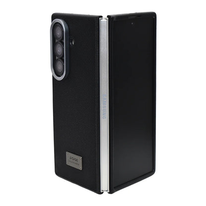 Samsung Galaxy Z Fold7 Dotted Vegan Leather Case Slim Cover with Metal Camera Protection - Black