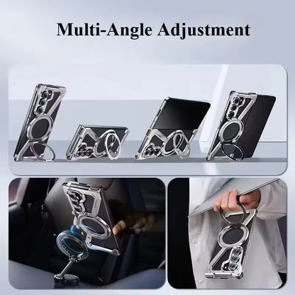 Samsung Galaxy Z Fold7 Metal Case, Frameless Z Shape Aluminum Alloy 360 ° Magnetic Rotating Ring with Magsafe