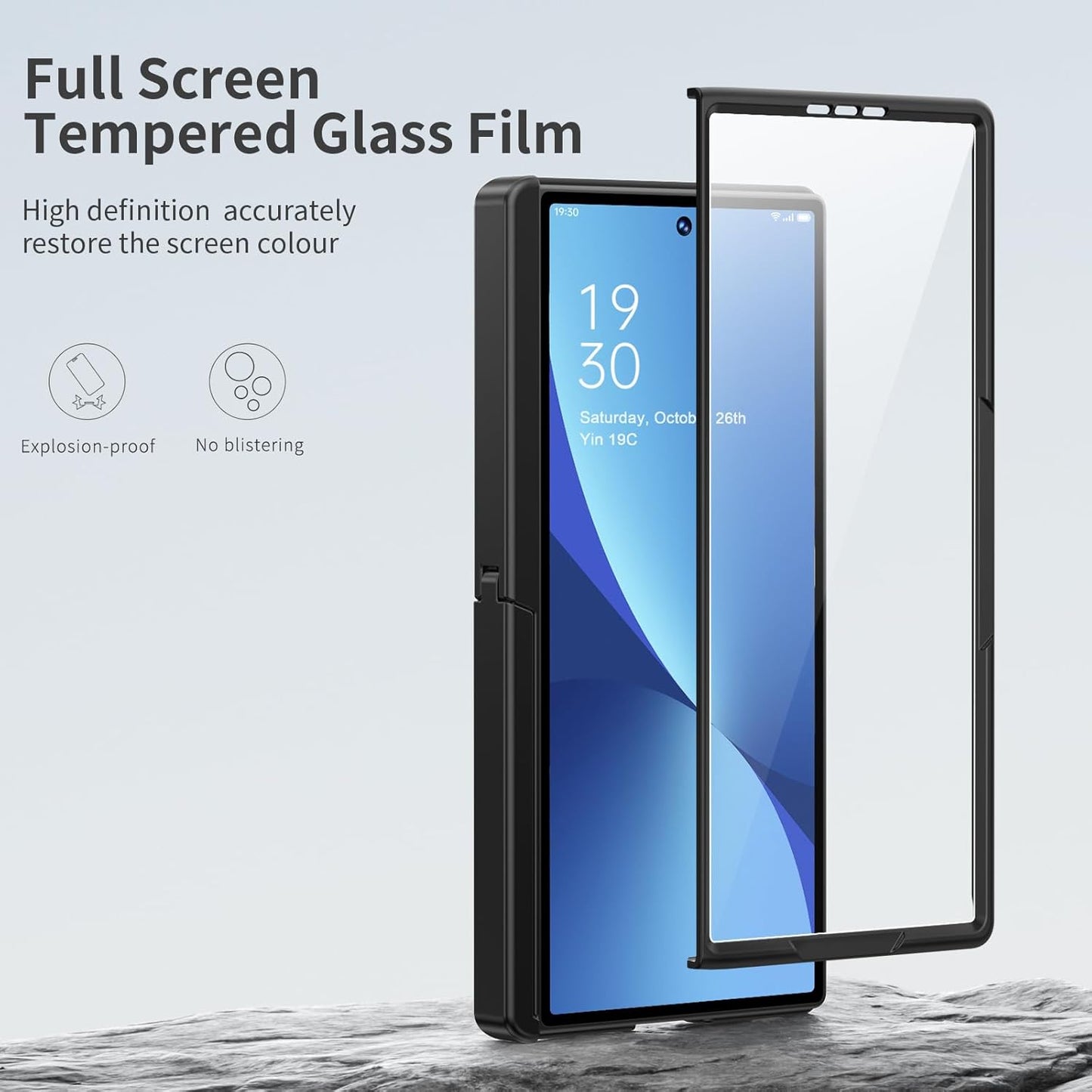 Samsung Galaxy Z Fold7 Memumi Leather Foldable Kickstand Hinge Protection Case Front Glass with Magsfae - Black