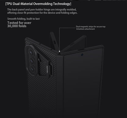Samsung Galaxy Z Fold7 Nillkin Case, CamShield Prop Series, Hinge Protection, Camera Lens Glass Metal Stand - Black