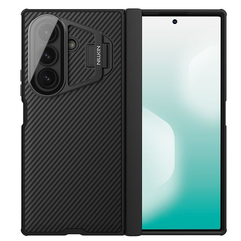 Samsung Galaxy Z Fold7 Nillkin Case, CamShield Prop Series, Hinge Protection, Camera Lens Glass Metal Stand - Black