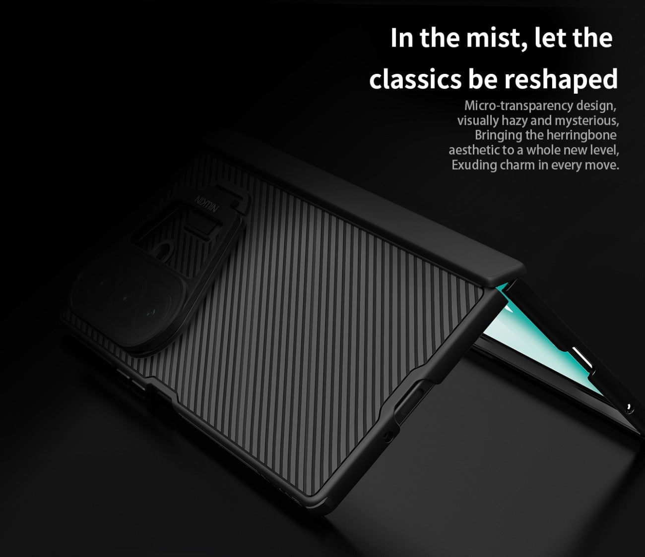 Samsung Galaxy Z Fold7 Nillkin Case, CamShield Prop Series, Hinge Protection, Camera Lens Glass Metal Stand - Black