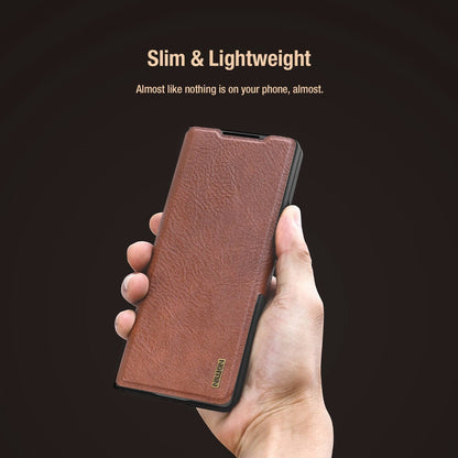 Samsung Galaxy Z Fold7 Nillkin Aoge Genuine Leather Flip Case with Spen Slot and Kickstand - Brown