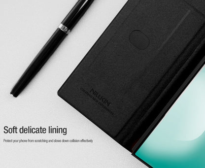 Samsung Fold7 Nillkin Qin Pro Series Leather Flip Cover with Card Slot and S-Pen - Black