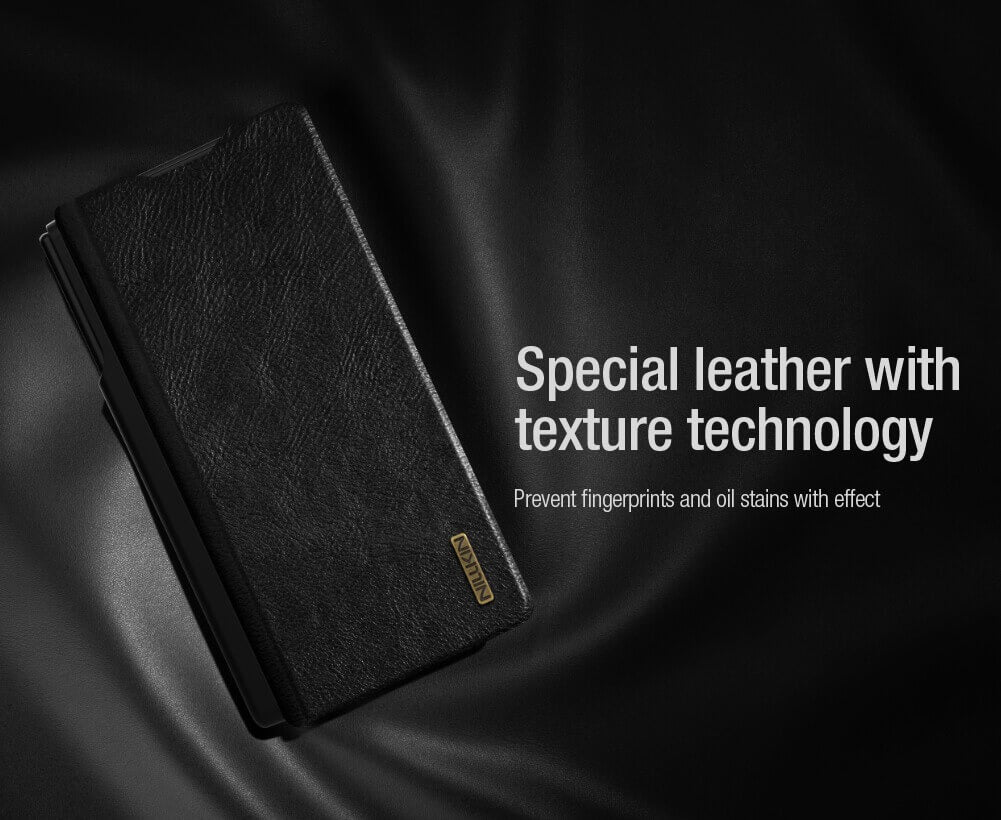 Samsung Fold7 Nillkin Qin Pro Series Leather Flip Cover with Card Slot and S-Pen - Black