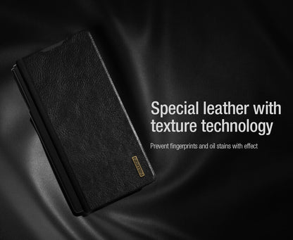 Samsung Fold7 Nillkin Qin Pro Series Leather Flip Cover with Card Slot and S-Pen - Black