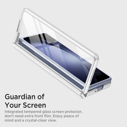 Samsung Galaxy Z Fold7 Electroplating Autofocus S-Pen Case with Kickstand Hinge Protection & Front Glass - White