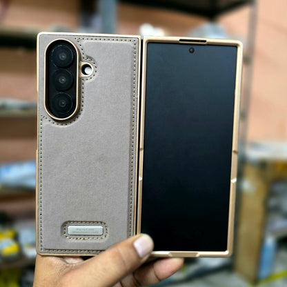 Samsung Galaxy Z Fold7 Classic Suede Leather Inner Fabric Cover with Magsafe - Desert Brown