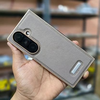 Samsung Galaxy Z Fold7 Classic Suede Leather Inner Fabric Cover with Magsafe - Desert Brown