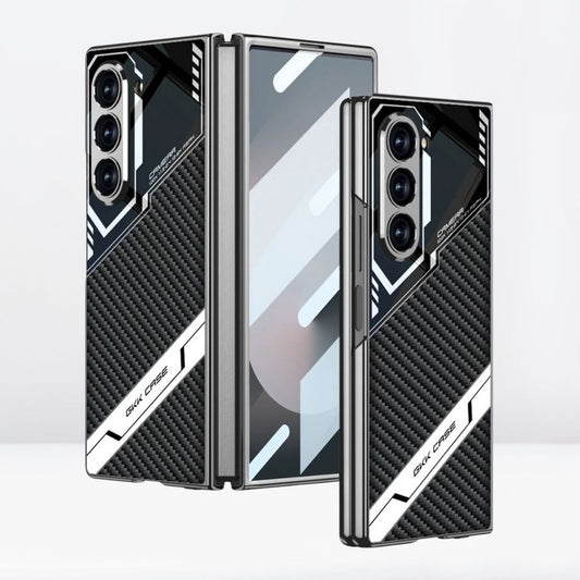 Samsung Galaxy Z Fold 6 G.K.K Electroplated Shockproof Case Sports Car Design with in-Built Front Glass - Carbon Black / Grey