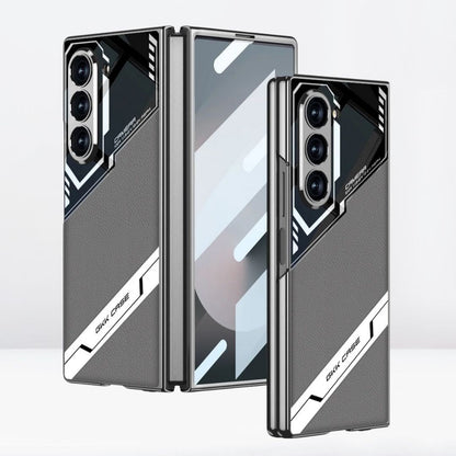 Samsung Galaxy Z Fold 6 G.K.K Electroplated Shockproof Case Sports Car Design with in-Built Front Glass - Carbon Black / Grey