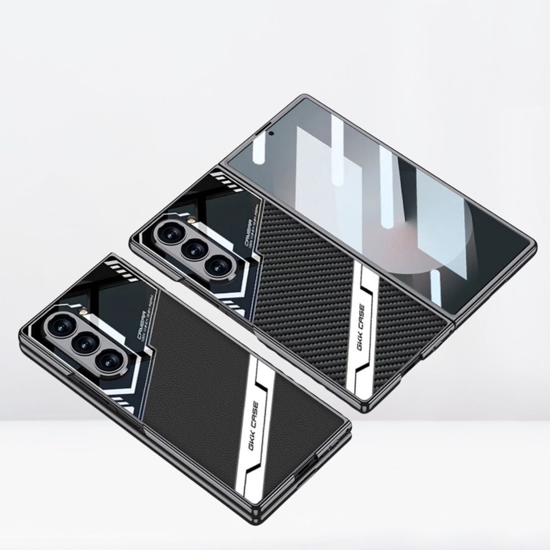 Samsung Galaxy Z Fold 6 G.K.K Electroplated Shockproof Case Sports Car Design with in-Built Front Glass - Carbon Black / Grey