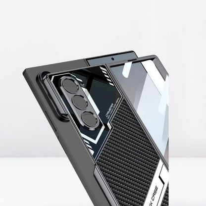 Samsung Galaxy Z Fold 6 G.K.K Electroplated Shockproof Case Sports Car Design with in-Built Front Glass - Carbon Black / Grey