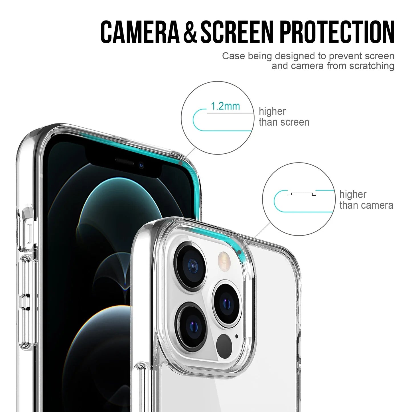 iPhone 12 Pro Transparent Case with Bump Camera Protection - Transparent
