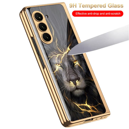 Samsung Galaxy Z Fold 5 Lion Pattern Glass Case