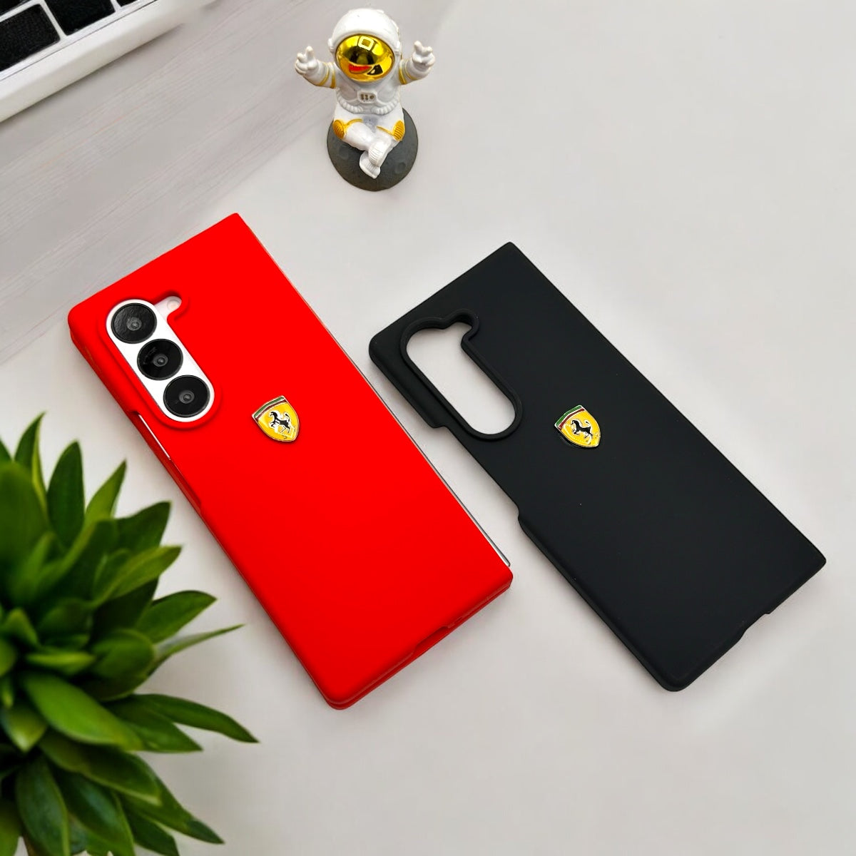 Samsung Galaxy Z Fold 6 Liquid Silicon Ferrari Logo Case Sport Car Design - Black