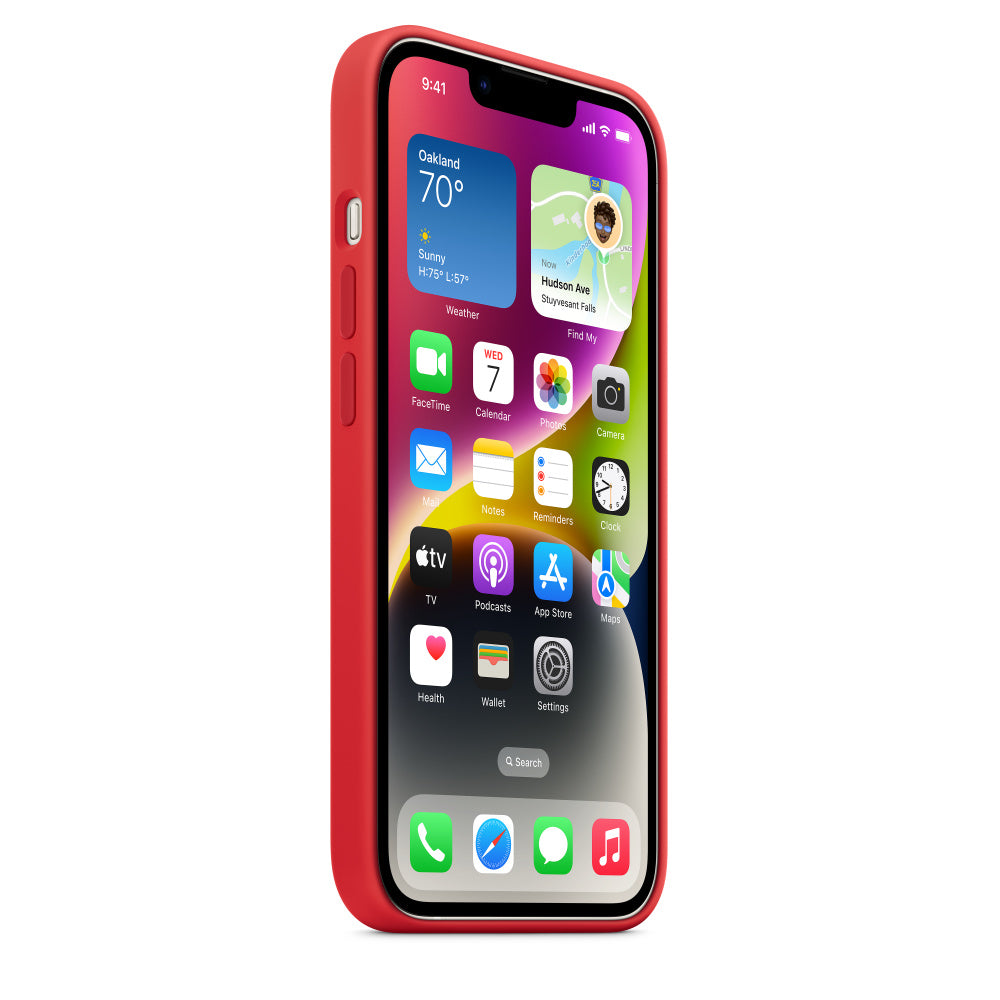 iPhone 15 Original Silicone Case With IC Working- Red