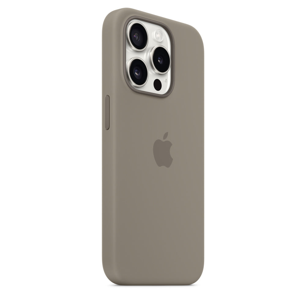iPhone 15 Pro Max Original Silicone Case With Magsafe (IC Animation Working) - Clay (Titanium)
