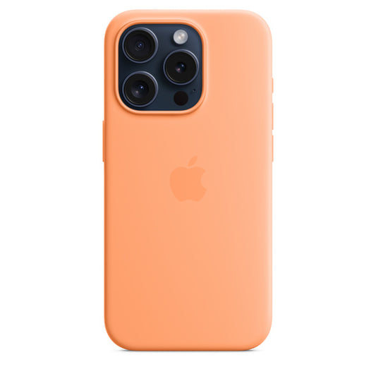 iPhone 15 Pro Original Silicone Case With Magsafe (IC Animation Working) - Orange Sorbet