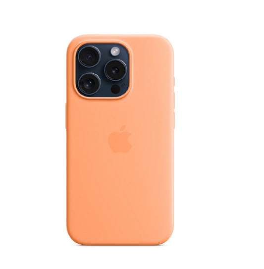 iPhone 15 Pro Original Silicone Case With IC Working - Light Orange