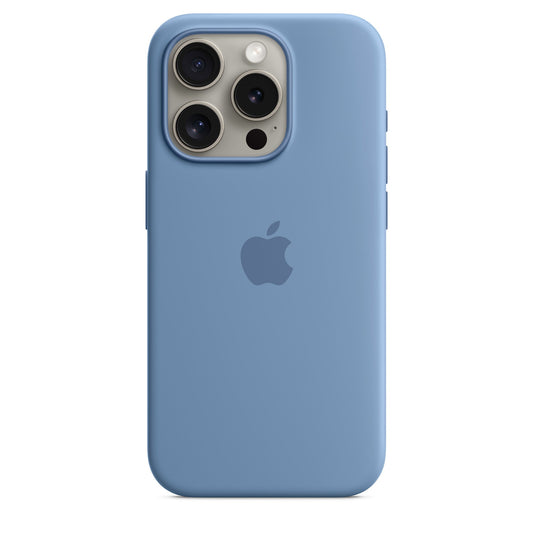 iPhone 15 Pro Max Original Silicone Case With Magsafe (IC Animation Working) - Winter Blue