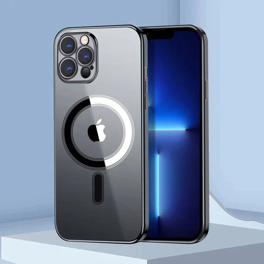 iPhone 15 Plus Electroplating MagSafe Case with Camera Protection- Black