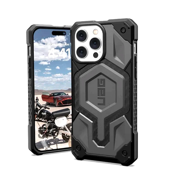 iPhone 15 Plus UAG Monarch Pro Mag-Safe Slim Fit Rugged Protective Case Cover- Grey