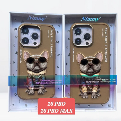 iPhone 16 Pro Max Nimmy 3D Embroidery Chain Swag Dog Case - Desert Brown