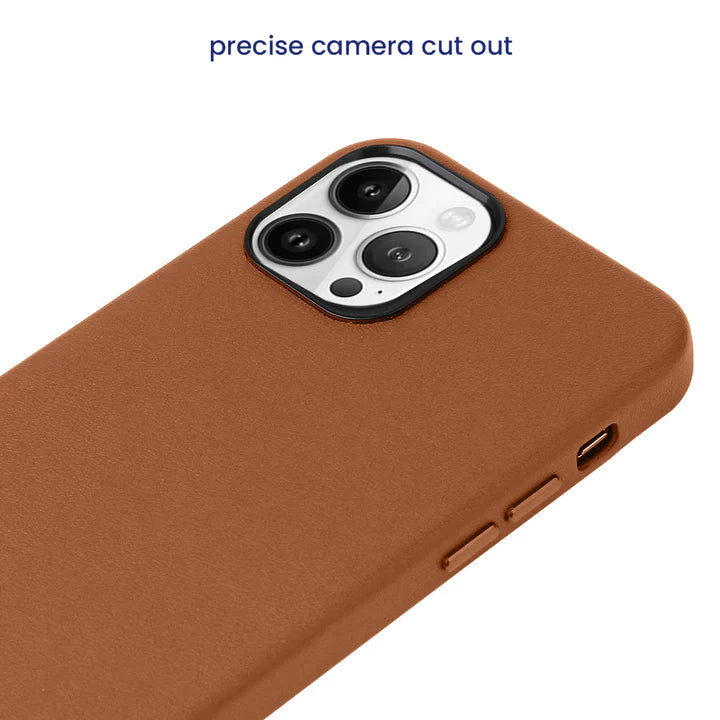 iPhone 14 Pro Max Genuine Leather Case - Brown